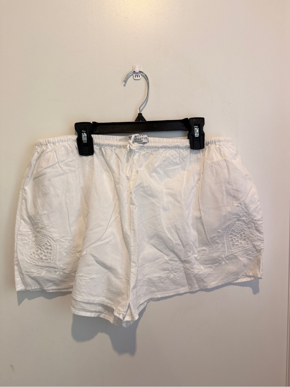 Primark White High-Waist Embroidered Cotton Shorts